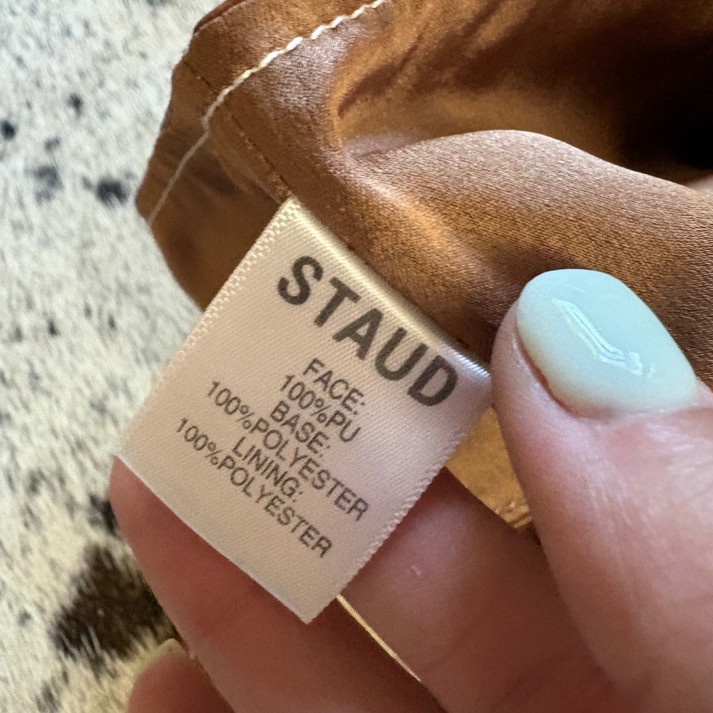 STAUD Bomber Faux Leather Bralette in whiskey brown size 4 - Picture 6 of 8